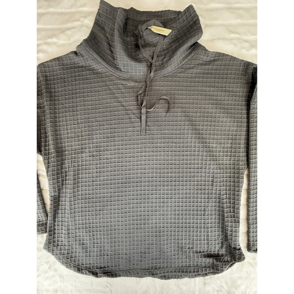 Max Studio Pullover Womens Large Charcoal Gray Waffle Knit Funnel Neck Top New‎